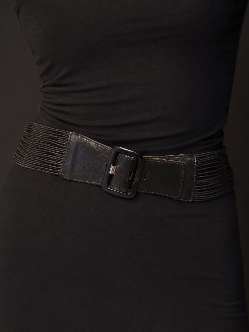 🛍️Calvin Klein Black Wide Statement Belt with Cotton Lacing Detail on Sides